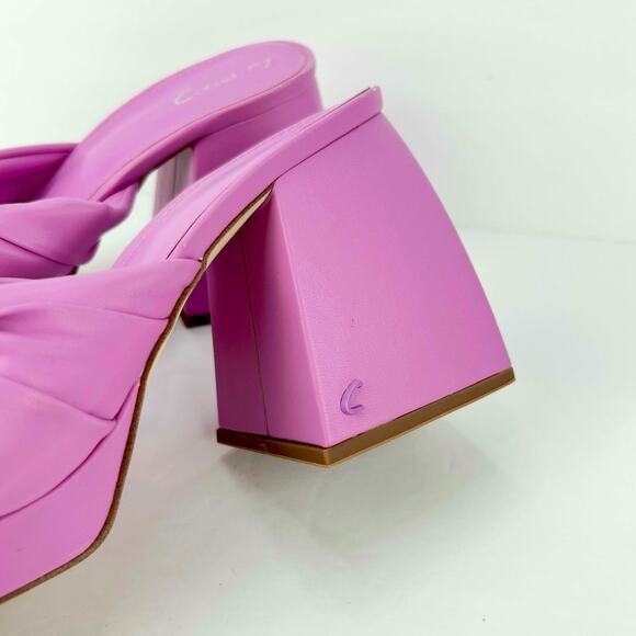 Circus By Sam Edelman 8 Marianna Pink Twist Chunky Slip On Open Toe Heel Sandals - Picture 7 of 9